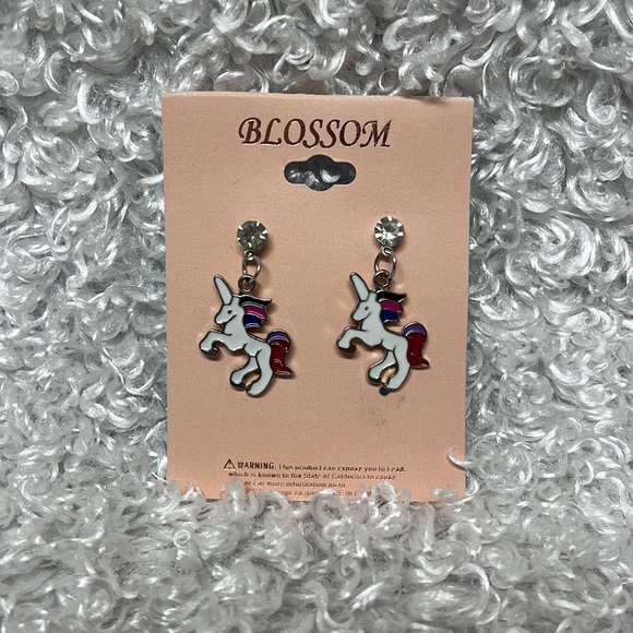 blossom Jewelry - Unicorn enamel rhinestone embellished dangle whimsical earrings